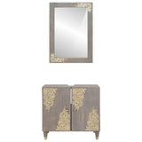 Bathroom Cabinet Set Wall-mounted 2 pcs Grey Solid Mango Wood 3310153