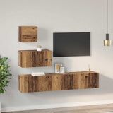 TV Cabinet Set Wall-mounted 4 pcs Old Wood Engineered Wood 3393435