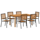 Garden Dining Set 7 pcs Black Solid Acacia Wood 3365520