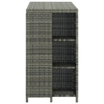 ZNTS Bar Table with Storage Rack Grey 120x60x110 cm Poly Rattan 313477