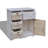 ZNTS Wooden Cabinet 3 Left Weaving Baskets White 240794