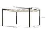 3 x 3 Metal Pergola with Retractable Roof and Magnetic Fixture, Outdoor Gazebo Garden Pergola Kit T3398P328486