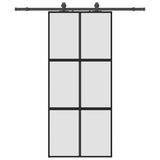 Sliding Door with Hardware Set Black 90x205 cm Tempered Glass 3375821