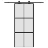 Sliding Door with Hardware Set Black 90x205 cm Tempered Glass 3375821