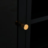 TV Cabinet Black Black powder-coated steel, tempered glass 336055