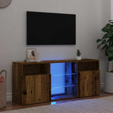 TV Cabinet with LED Lights Old Wood 120x30x50 cm Engineered Wood 856351