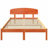 Bed Frame with Headboard Wax Brown 120 x 190 cm Solid Pine Wood 872076