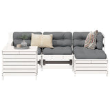 5 Piece Garden Sofa Set White Solid Wood Pine 3250485