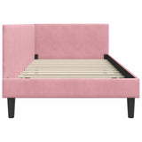 Corner Bed Frame Pink 90 x 190 cm Velvet and Engineered wood 42016219