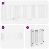 Dog Gate with Door Foldable 6 Panels White 480 cm Poplar Wood 3155677