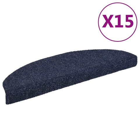 Stair Mats Self-adhesive 15 pcs 65x21x4 cm Blue Half Round Large 132701