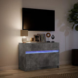 TV Cabinet with LED Concrete Grey 91x34x61 cm Engineered Wood 852183