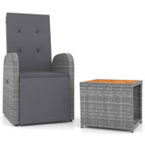 2 Piece Garden Lounge Set Grey Poly Rattan&Solid Wood Acacia 3157670