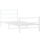 Metal Bed Frame without Mattress with Footboard White 107x203cm 355428