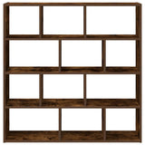Wall Cube Shelf 12 Compartments Smoked Oak Engineered Wood 860008