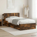 Bed Frame with Storage Smoked Oak 90 x 190 cm Engineered Wood 3433922