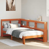 Bookcase Bed without Mattress Wax Brown 90x200 cm Solid Wood Pine 3324393