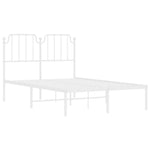 ZNTS Metal Bed Frame with Headboard White 120x190 cm Small Double 373933