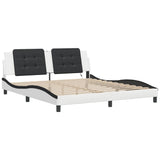 Bed Frame with LED without Mattress "Zadar" White and Black 180x200 cm 3214130