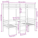 ZNTS Loft Bed Frame with Desk and Chairs White 90x190cm Solid Wood Pine 3308560