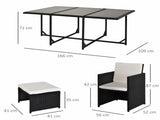 Rattan Dining Set Garden Furniture Patio set 11 PC with Cushion Black /Milk White T3398P325143