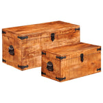 Storage Chest Set 2 Pieces Rough Mango Wood 241634