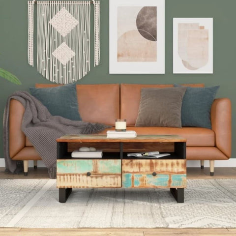 ZNTS Coffee Table 80x54x40 cm Solid Wood Reclaimed&Engineered Wood 351956