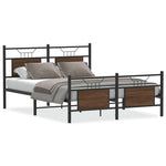 Bed Frame without Mattress Brown Oak 150x200 cm King Size Engineered Wood 4106861