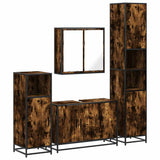 4 Piece Bathroom Furniture Set Smoked Oak Engineered Wood 3301192