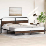 Metal Bed Frame without Mattress Brown Oak 193x203 cm 3318706