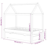 Kids Bed Frame with a Drawer Dark Grey Solid Pine Wood 70x140cm 322142