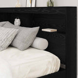 Storage Headboard with Shelf Black Oak 200 cm Engineered Wood 3335470