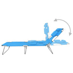 ZNTS Folding Sun Lounger with Head Cushion Steel Turqoise Blue 310332