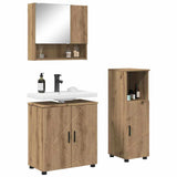 Bathroom Furniture Set Wall-mounted with Door 3 pcs Artisan Oak 3392952