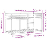Bunk Bed without Mattress Wax Brown 75x190 cm Small Single Solid Wood Pine 844830
