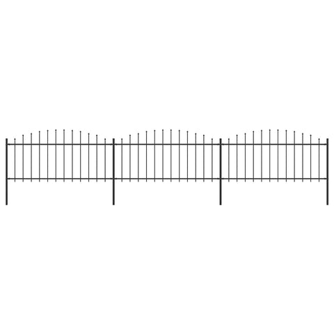 ZNTS Garden Fence with Spear Top Steel x5.1 m Black 277705