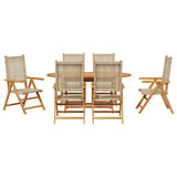 Garden Dining Set Folding 7 pcs Beige Solid Acacia Wood 3375735