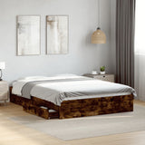 Bed Frame with Drawers without Mattress Smoked Oak 140x190 cm 3280689