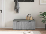 Hall Bench with Cushion with Shelf Grey Sonoma 80 x 38 x 46 cm 891485