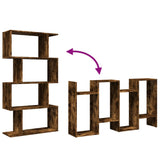 Room Divider Bookcase 4-Tier Smoked Oak 70x24x129 cm Engineered Wood 858106