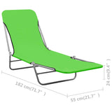 ZNTS Folding Sun Loungers 2 pcs Steel and Fabric Green 310343