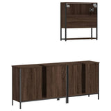 3 Piece Bathroom Furniture Set Brown Oak Engineered Wood 3214674