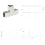 Post Connectors 4 pcs T Shape Galvanised Metal 81x81 mm 145464
