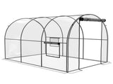 Polytunnel Greenhouse Walk-in Grow House with Plasric Cover, Door, Mesh Window and Steel Frame, 3 x T3398P318593