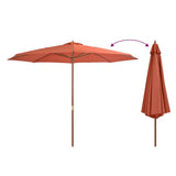 Garden Parasol with Wooden Pole 350 cm Terracotta 44532