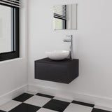 Three Piece Bathroom Furniture and Basin Set Black 272225