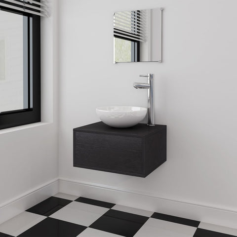 ZNTS Three Piece Bathroom Furniture and Basin Set Black 272225