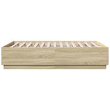 Bed Frame with LED without Mattress Sonoma Oak 140x190 cm 3209641