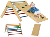 Toddler Climbing Frame for Kids, with Ramp, 3-in-1 Wooden Pikler Triangle Set for 18-48 Months, T3398P379002