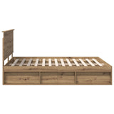 Bed Frame Artisian Oak 160 x 200 cm Solid Pine Wood 3410991